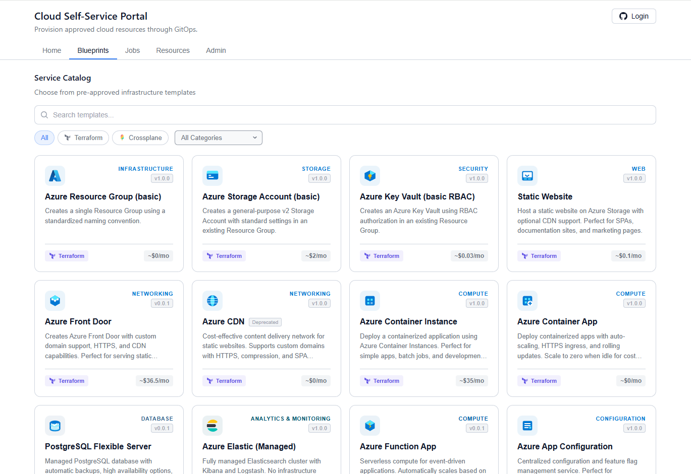 ARM Service Portal screenshot